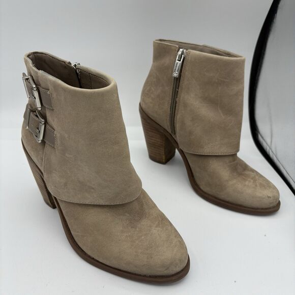 Jessica Simpson Boots Womens Size 6 Cainn Taupe Tan Ankle Booties Block C3 - Picture 1 of 9